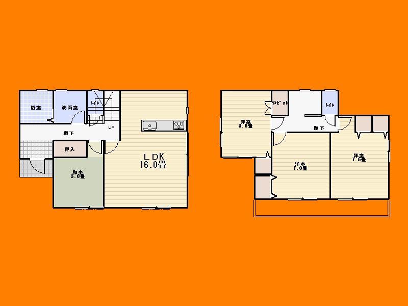 Floor plan. (1 Building), Price 36,400,000 yen, 4LDK, Land area 128.01 sq m , Building area 99.78 sq m