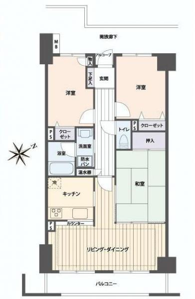 Floor plan. 3LDK, Price 17.8 million yen, Occupied area 62.04 sq m , Balcony area 6.49 sq m