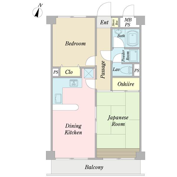 Floor plan. 2DK, Price 6.5 million yen, Footprint 48.6 sq m , Balcony area 5.4 sq m floor plan