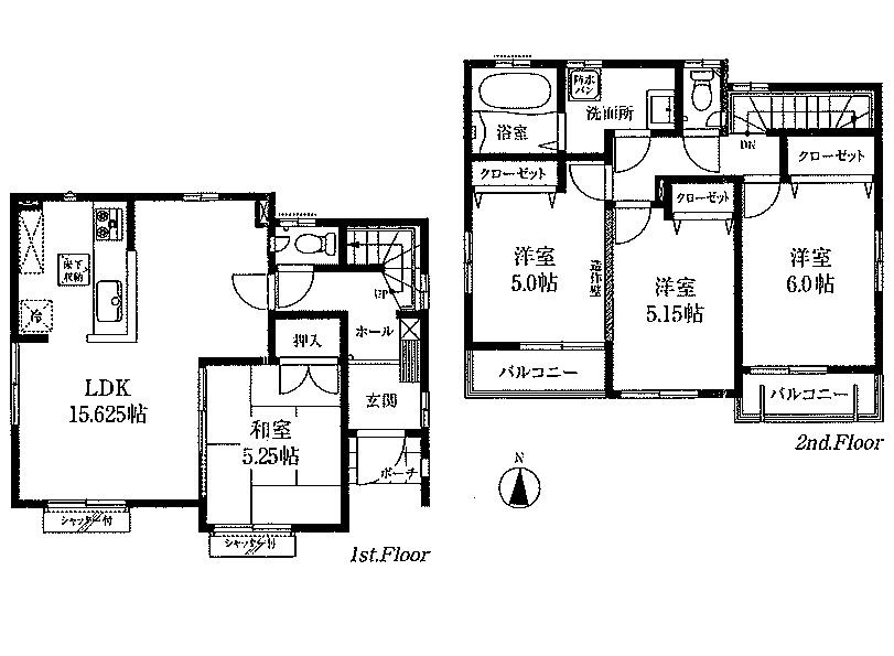 Floor plan. (Building 2), Price 33,800,000 yen, 4LDK, Land area 116.41 sq m , Building area 90.46 sq m