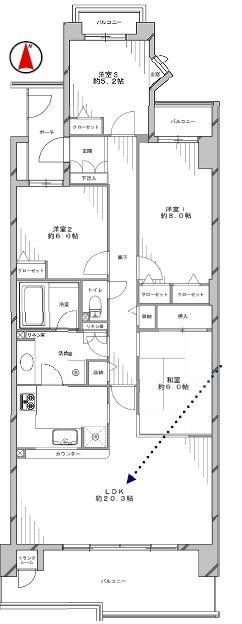 Floor plan. 4LDK, Price 28.8 million yen, Footprint 102.93 sq m , Balcony area 18.98 sq m