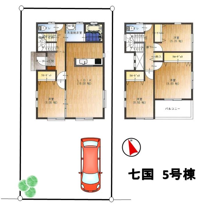 Floor plan. (5 Building), Price 41,700,000 yen, 4LDK, Land area 165 sq m , Building area 104.33 sq m