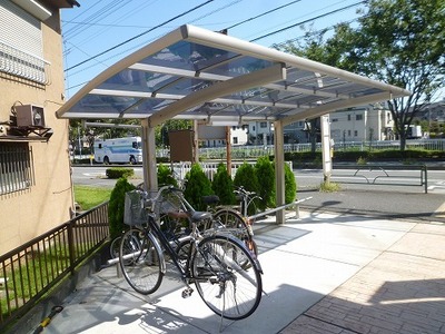 Other common areas. There are bicycle parking lot with a roof