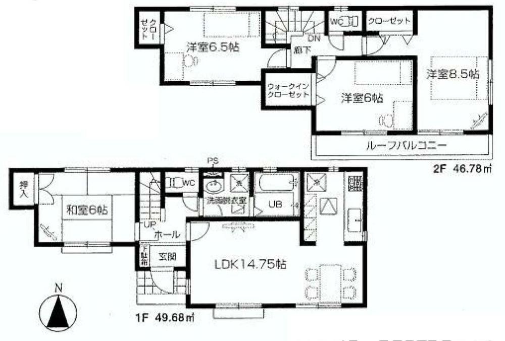 Floor plan. (1), Price 34,800,000 yen, 4LDK, Land area 100 sq m , Building area 96.46 sq m