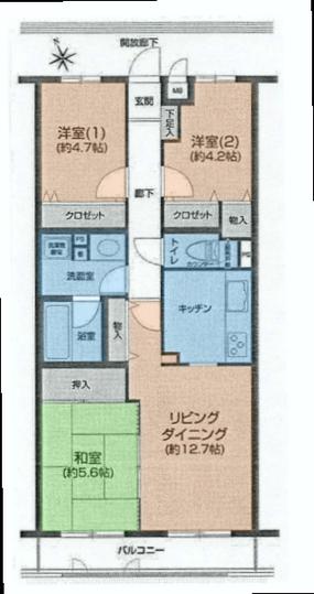 Floor plan. 3LDK, Price 14.5 million yen, Occupied area 67.23 sq m , Balcony area 6.32 sq m