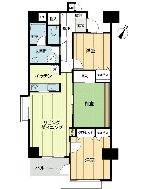 Floor plan. 3LDK, Price 24,800,000 yen, Occupied area 77.89 sq m , Balcony area 5.36 sq m 3LDK