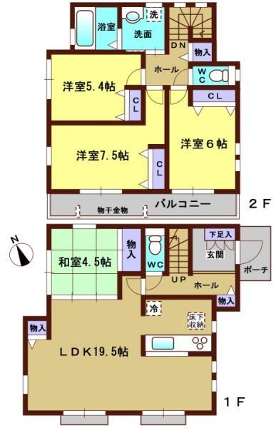Floor plan. 34,800,000 yen, 4LDK, Land area 138.87 sq m , Building area 101.85 sq m