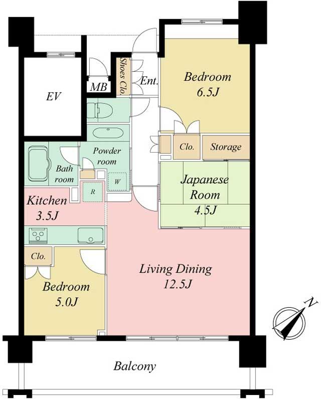 Floor plan. 3LDK, Price 23,900,000 yen, Occupied area 69.33 sq m , Balcony area 14.04 sq m
