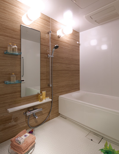 Bathing-wash room.  [bathroom] Bathtub adopts a barrier-free type that kept low height straddle. To increase the safety, To reduce the burden on the body, It was made sincerely relaxing specification.