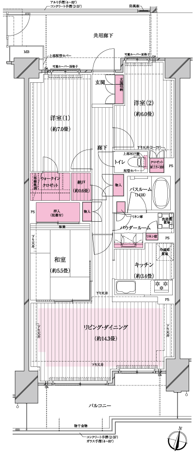 Floor: 3LDK + walk-in closet + storeroom, occupied area: 81.72 sq m
