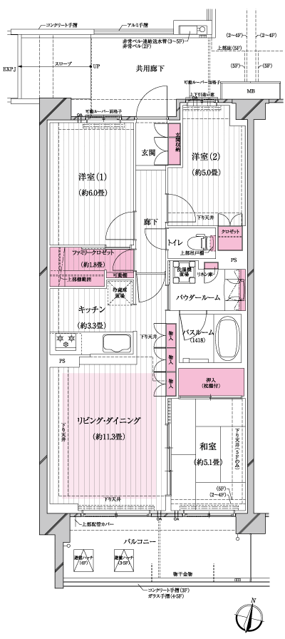 Floor: 3LDK + family closet, occupied area: 70.05 sq m