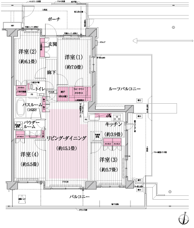 Floor: 4LDK + walk-in closet + storeroom, occupied area: 92.08 sq m