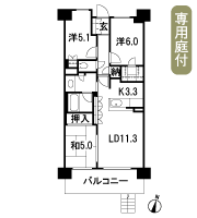Floor: 3LDK + walk-in closet + storeroom, occupied area: 70.05 sq m