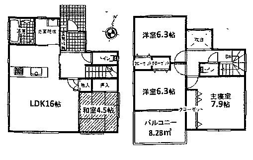 Floor plan. Newly built detached houses of the rich living environment