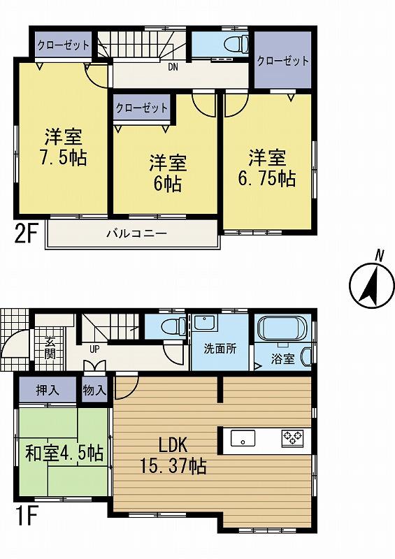 Floor plan. (1 Building), Price 39,600,000 yen, 4LDK, Land area 127.05 sq m , Building area 98.32 sq m