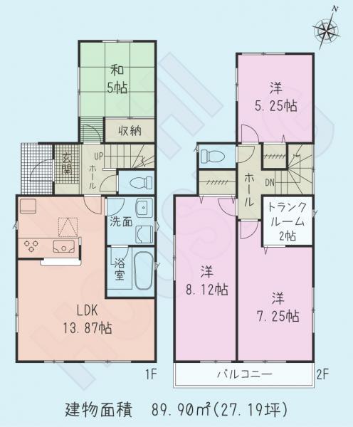 Floor plan. 20,130,000 yen, 4LDK, Land area 98.1 sq m , Building area 89.9 sq m