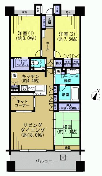 Floor plan. 3LDK, Price 34,800,000 yen, Footprint 100.51 sq m