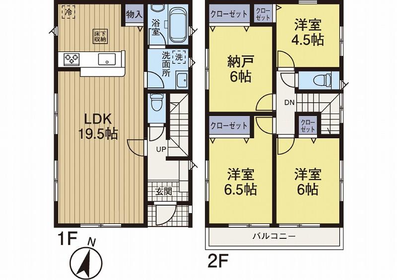 Floor plan. (3 Building), Price 26,800,000 yen, 3LDK+S, Land area 128.97 sq m , Building area 95.58 sq m
