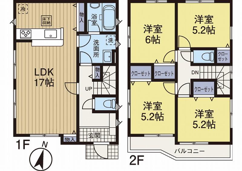 Floor plan. (4 Building), Price 26,800,000 yen, 4LDK, Land area 120.49 sq m , Building area 92.34 sq m