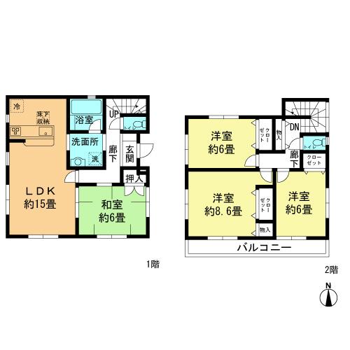 Floor plan. 26,800,000 yen, 4LDK, Land area 190.51 sq m , Building area 98.21 sq m