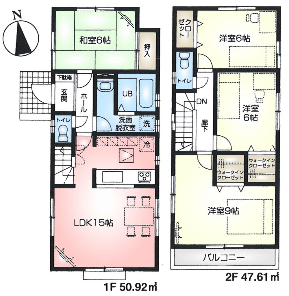 Floor plan. (Phase 3 ・ 2 Building), Price 23.8 million yen, 4LDK, Land area 129.36 sq m , Building area 98.53 sq m