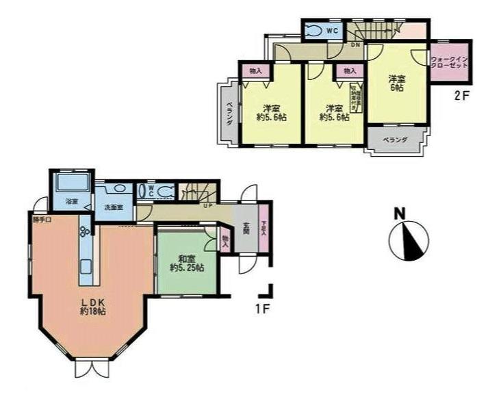 Floor plan. 34,800,000 yen, 4LDK, Land area 274.59 sq m , Building area 98.2 sq m southwest corner lot, Zenshitsuminami facing 4LDK