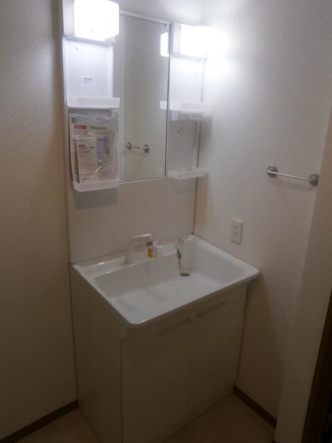 Wash basin, toilet. Vanity with shampoo dresser