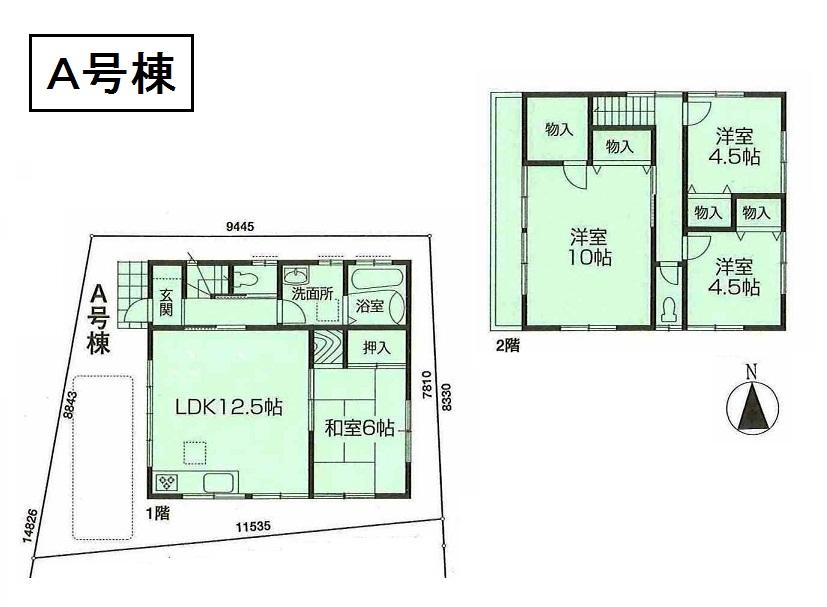 Floor plan. (A Building), Price 23.5 million yen, 4LDK, Land area 85.18 sq m , Building area 92.54 sq m