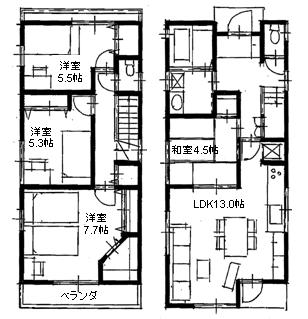 Building plan example (floor plan). Building plan example Building price 15.4 million yen, Building area 92.74 sq m