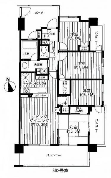 Floor plan. 4LDK, Price 24,300,000 yen, Occupied area 82.01 sq m , Balcony area 22.46 sq m