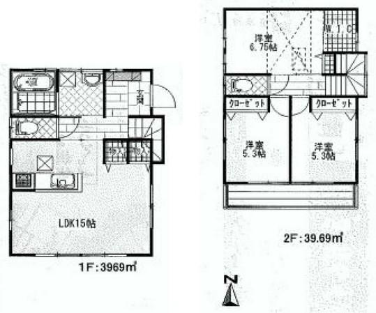 Floor plan. 22,800,000 yen, 3LDK, Land area 100.46 sq m , Building area 79.38 sq m
