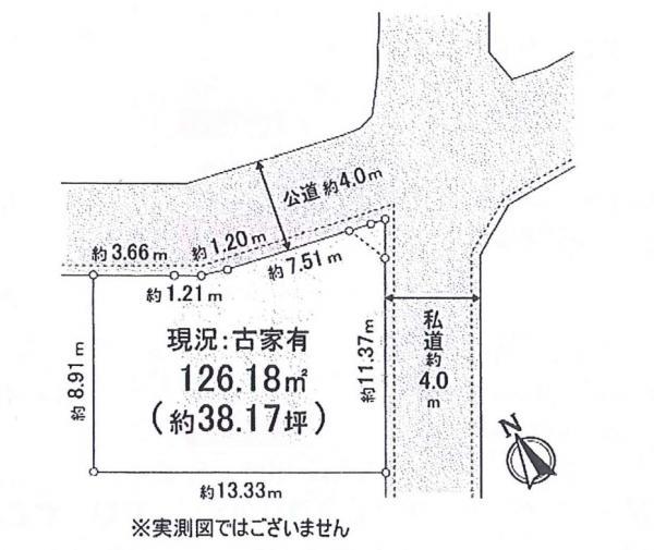 Compartment figure. Land price 12.8 million yen, Land area 126.21 sq m