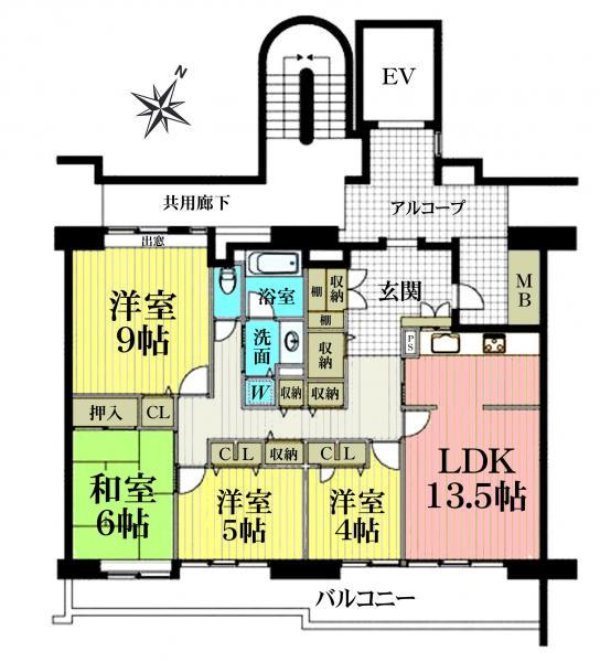 Floor plan. 4LDK, Price 26,900,000 yen, Footprint 104.37 sq m , Balcony area 18.13 sq m