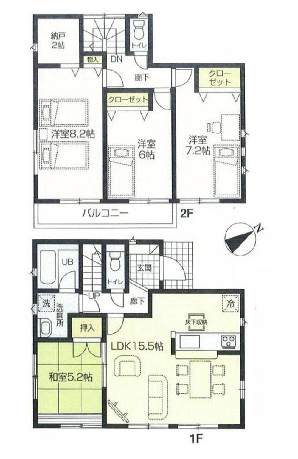 Floor plan. Price 25,800,000 yen, 4LDK+S, Land area 132.68 sq m , Building area 96.79 sq m