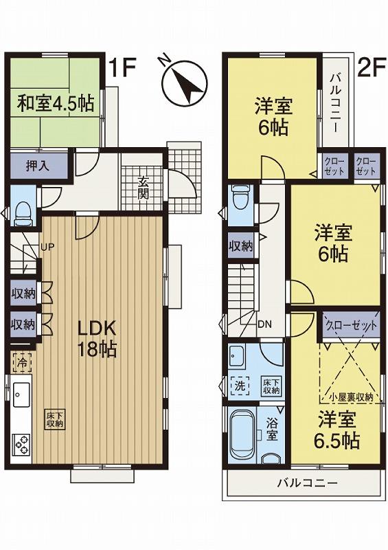 Floor plan. (Building 2), Price 23.8 million yen, 4LDK, Land area 125.03 sq m , Building area 95.58 sq m