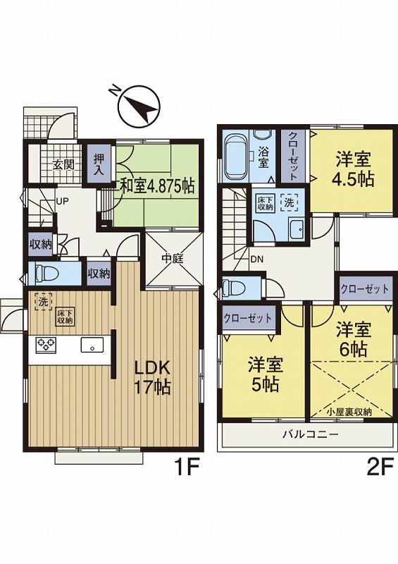 Floor plan. (1 Building), Price 24,800,000 yen, 4LDK, Land area 145.15 sq m , Building area 93.15 sq m