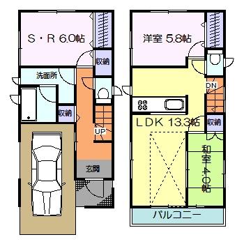 Floor plan. 29,800,000 yen, 2LDK + S (storeroom), Land area 72.17 sq m , Building area 85.04 sq m