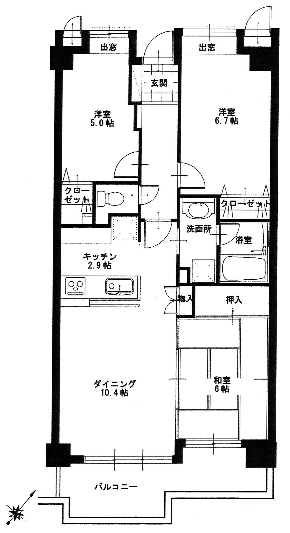 Floor plan. 3LDK, Price 14.8 million yen, Occupied area 67.75 sq m , Balcony area 8.57 sq m