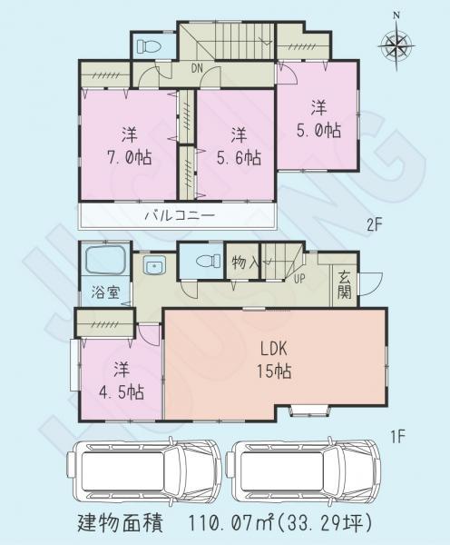 Floor plan. 27 million yen, 4LDK, Land area 110.07 sq m , Building area 98.32 sq m