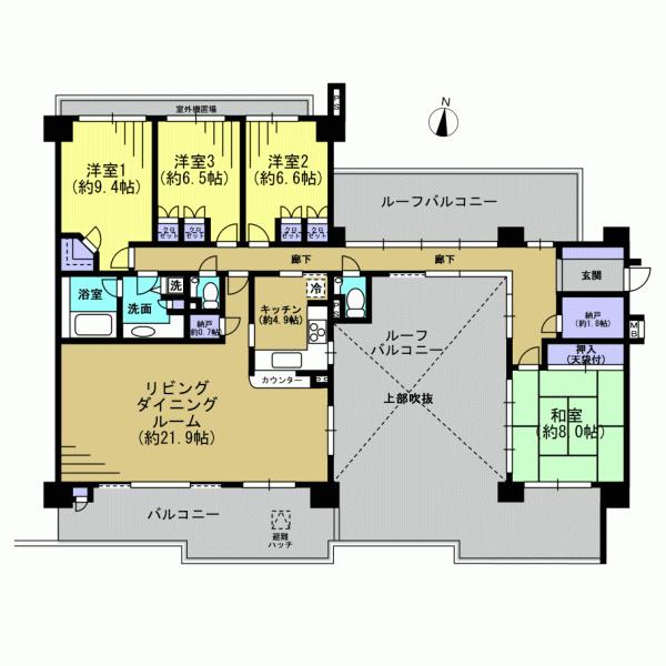 Floor plan. 4LDK+2S, Price 49 million yen, Footprint 140.77 sq m , Balcony area 19.7 sq m