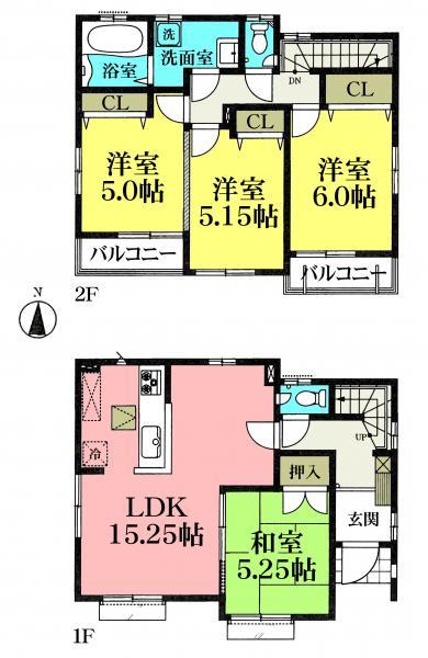 Floor plan. 33,800,000 yen, 4LDK, Land area 116.41 sq m , Building area 90.46 sq m