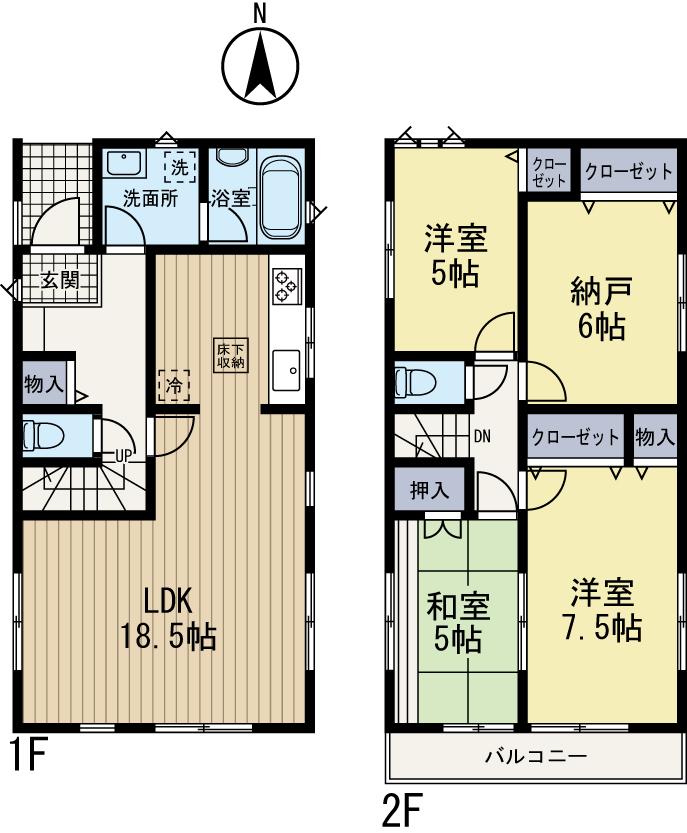 Floor plan. (5 Building), Price 31,800,000 yen, 3LDK+S, Land area 123.36 sq m , Building area 95.57 sq m