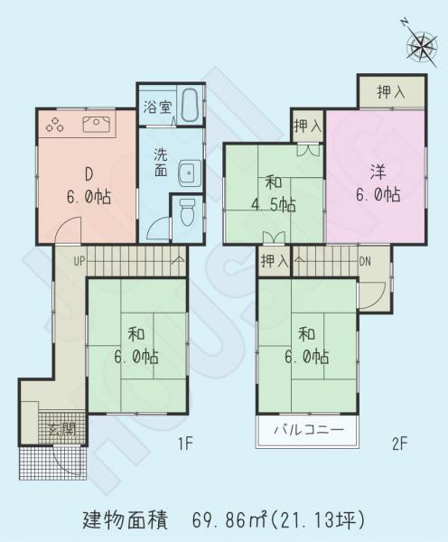 Floor plan. 8.5 million yen, 4DK, Land area 226.45 sq m , Building area 69.86 sq m