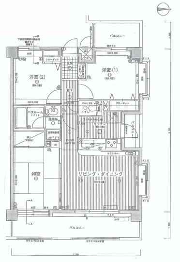 Floor plan. 3LDK, Price 17.8 million yen, Occupied area 61.96 sq m , Balcony area 15.96 sq m