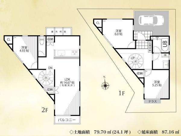 Floor plan. 27,800,000 yen, 3LDK, Land area 79.4 sq m , Building area 44.29 sq m