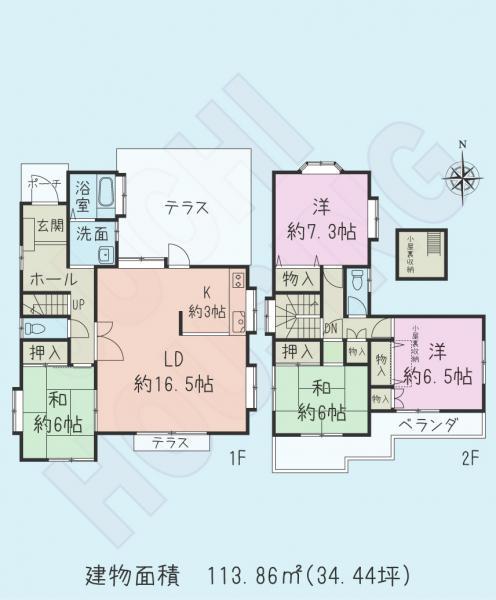 Floor plan. 28,900,000 yen, 4LDK, Land area 182.7 sq m , Building area 113.86 sq m