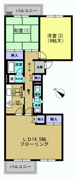 Floor plan. 2LDK, Price 27,800,000 yen, Occupied area 84.86 sq m