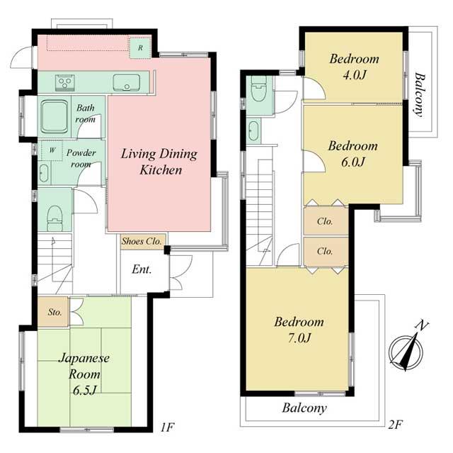 Floor plan. 21,800,000 yen, 4LDK, Land area 108.63 sq m , Building area 90.48 sq m