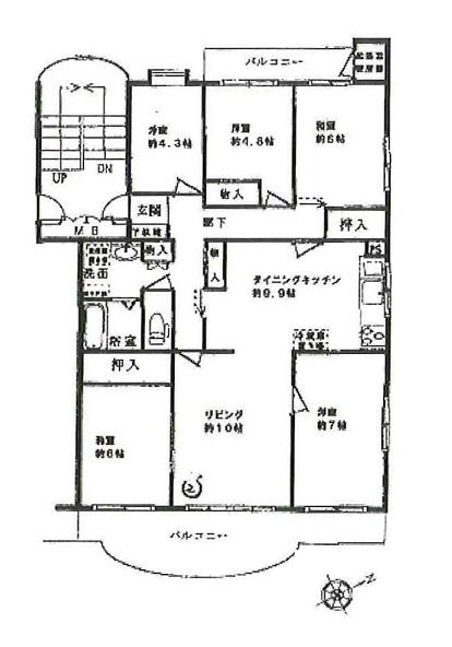 Floor plan. 5LDK, Price 21,800,000 yen, Footprint 106.58 sq m , Balcony area 13.32 sq m
