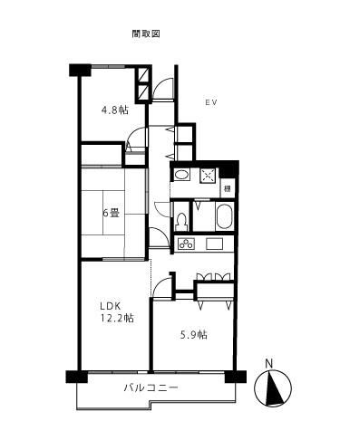 Floor plan. 3LDK, Price 13.8 million yen, Occupied area 66.52 sq m , Balcony area 8.52 sq m
